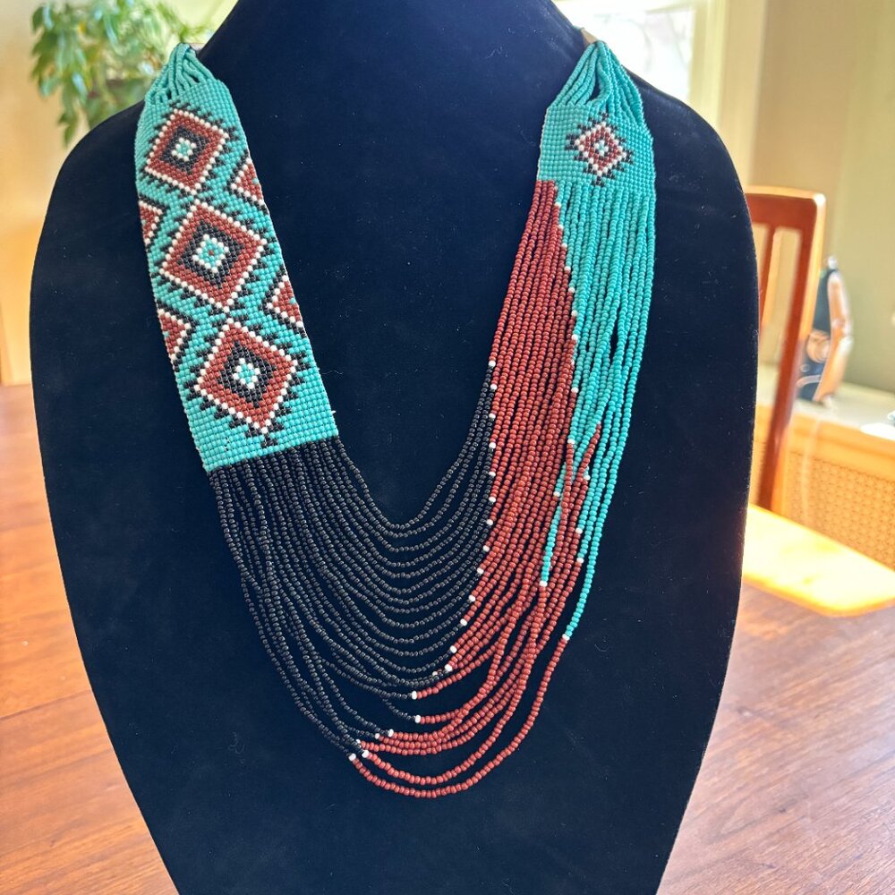 Turquoise and rust beaded necklace from Arizona